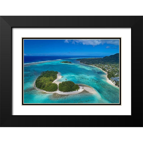 Koromiri Island-Muri Lagoon-Rarotonga-Cook Islands-South Pacific Black Modern Wood Framed Art Print with Double Matting by Wall, David