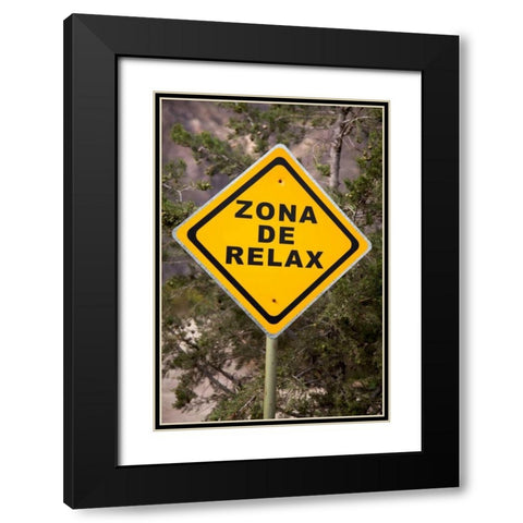 Argentina, Mendoza, Potrerillos Spa road sign Black Modern Wood Framed Art Print with Double Matting by Kaveney, Wendy