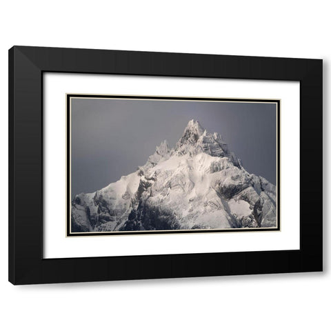 South America-Argentina-Tierra del Fuego Snowy peak of Mt Olivia  Black Modern Wood Framed Art Print with Double Matting by Jaynes Gallery