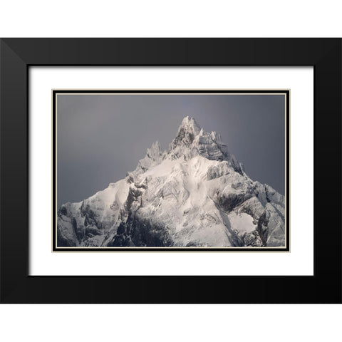 South America-Argentina-Tierra del Fuego Snowy peak of Mt Olivia  Black Modern Wood Framed Art Print with Double Matting by Jaynes Gallery