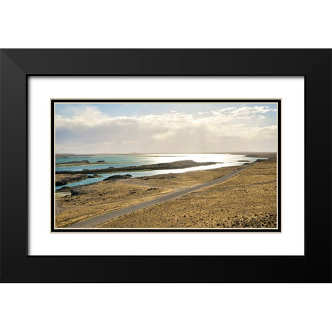 Argentina-Santa Cruz Puerto Deseado-Deseado River estuary in low tide Black Modern Wood Framed Art Print with Double Matting by Molinari, Michele