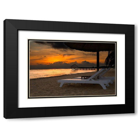 Belize-Sunrise over the Caribbean Ocean Black Modern Wood Framed Art Print with Double Matting by Norring, Tom