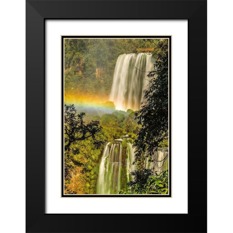 Brazil-Iguazu Falls Landscape of waterfalls  Black Modern Wood Framed Art Print with Double Matting by Jaynes Gallery