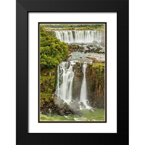 Brazil-Iguazu Falls Landscape of waterfalls  Black Modern Wood Framed Art Print with Double Matting by Jaynes Gallery