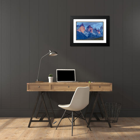 Chile, Torres del Paine NP The Horns mountains Black Modern Wood Framed Art Print with Double Matting by Illg, Cathy and Gordon