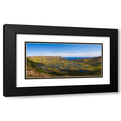 Chile- Easter Island. Rano Koa Volcano crater. Black Modern Wood Framed Art Print with Double Matting by Muir, Janet