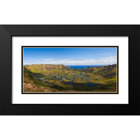 Chile- Easter Island. Rano Koa Volcano crater. Black Modern Wood Framed Art Print with Double Matting by Muir, Janet