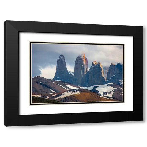 These are the source for the name of the park- the towers-or Torres of Paine Black Modern Wood Framed Art Print with Double Matting by Ostrowitz, Mallorie