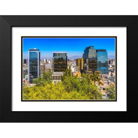 Modern and old buildings overview Vitacura Highway Mountains-Santiago-Chile Black Modern Wood Framed Art Print with Double Matting by Perry, William
