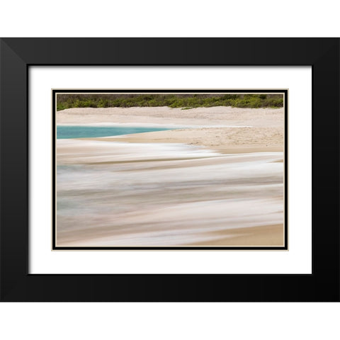 Surf pattern washing up on white sandy beach-Espanola Island-Galapagos Islands-Ecuador Black Modern Wood Framed Art Print with Double Matting by Jones, Adam