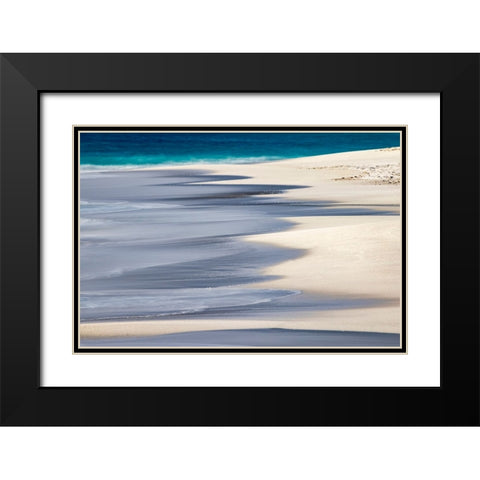 Surf pattern washing up on white sandy beach-Espanola Island-Galapagos Islands-Ecuador Black Modern Wood Framed Art Print with Double Matting by Jones, Adam