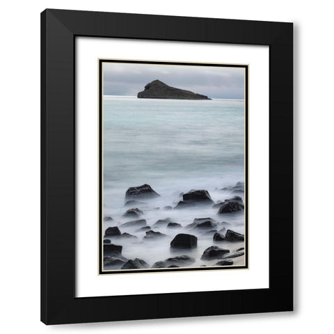 Waves crashing over lava rocks on shoreline of Espanola Island-Galapagos Islands-Ecuador Black Modern Wood Framed Art Print with Double Matting by Jones, Adam