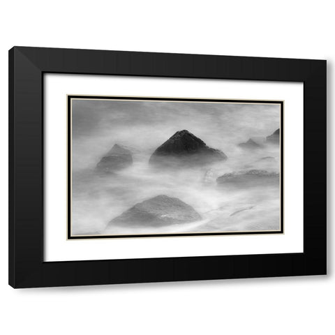 Waves crashing over lava rocks on shoreline of Espanola Island-Galapagos Islands-Ecuador Black Modern Wood Framed Art Print with Double Matting by Jones, Adam
