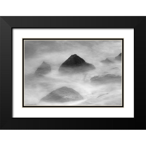 Waves crashing over lava rocks on shoreline of Espanola Island-Galapagos Islands-Ecuador Black Modern Wood Framed Art Print with Double Matting by Jones, Adam