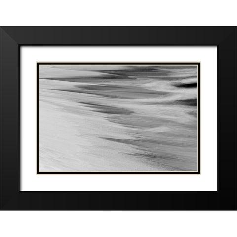 Surf pattern washing up on white sandy beach-Espanola Island-Galapagos Islands-Ecuador Black Modern Wood Framed Art Print with Double Matting by Jones, Adam