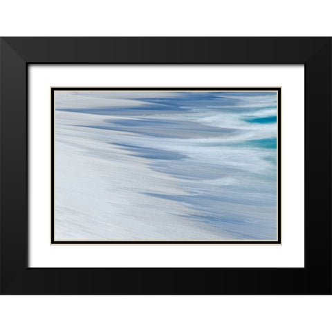 Surf pattern washing up on white sandy beach-Espanola Island-Galapagos Islands-Ecuador Black Modern Wood Framed Art Print with Double Matting by Jones, Adam
