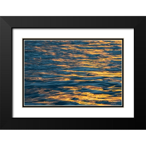 Sunset light on waters off Santa Cruz Island-Galapagos Islands-Ecuador Black Modern Wood Framed Art Print with Double Matting by Jones, Adam