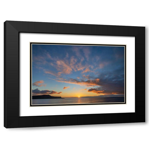 Sunset over Pacific Ocean-Santiago Island-Galapagos Islands-Ecuador Black Modern Wood Framed Art Print with Double Matting by Jones, Adam