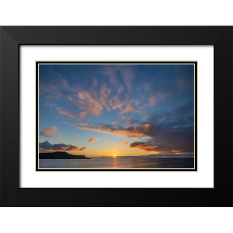Sunset over Pacific Ocean-Santiago Island-Galapagos Islands-Ecuador Black Modern Wood Framed Art Print with Double Matting by Jones, Adam