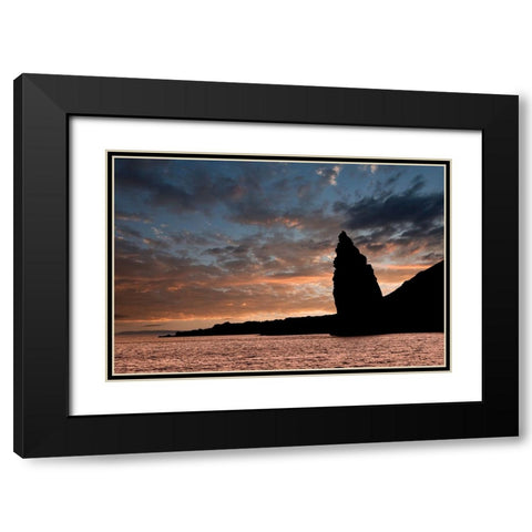 Pinnacle Rock at sunset-Bartholomew Island-Galapagos Islands-Ecuador Black Modern Wood Framed Art Print with Double Matting by Jones, Adam