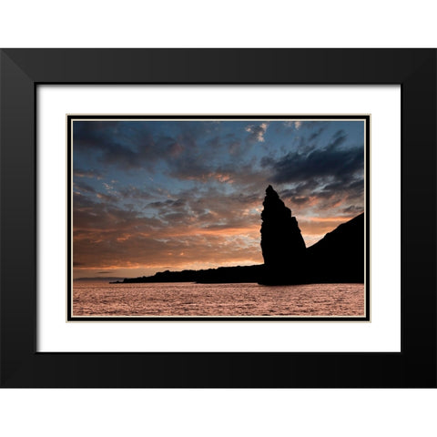 Pinnacle Rock at sunset-Bartholomew Island-Galapagos Islands-Ecuador Black Modern Wood Framed Art Print with Double Matting by Jones, Adam