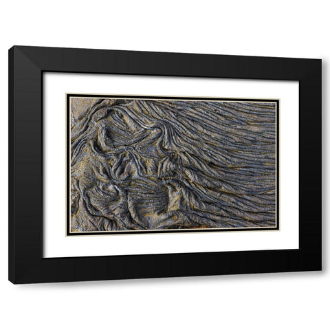 Recent Pahoehoe lava flow-Sullivan Bay-Santiago Island-Galapagos Islands-Ecuador Black Modern Wood Framed Art Print with Double Matting by Jones, Adam
