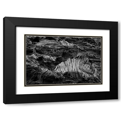 Recent Pahoehoe lava flow-Sullivan Bay-Santiago Island-Galapagos Islands-Ecuador Black Modern Wood Framed Art Print with Double Matting by Jones, Adam