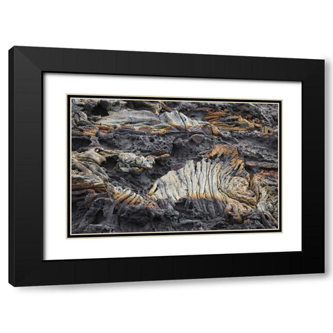 Recent Pahoehoe lava flow-Sullivan Bay-Santiago Island-Galapagos Islands-Ecuador Black Modern Wood Framed Art Print with Double Matting by Jones, Adam