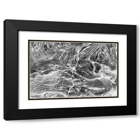 Recent Pahoehoe lava flow-Sullivan Bay-Santiago Island-Galapagos Islands-Ecuador Black Modern Wood Framed Art Print with Double Matting by Jones, Adam