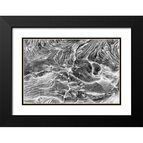 Recent Pahoehoe lava flow-Sullivan Bay-Santiago Island-Galapagos Islands-Ecuador Black Modern Wood Framed Art Print with Double Matting by Jones, Adam