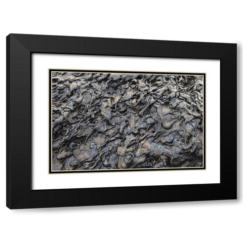 Recent Pahoehoe lava flow-Sullivan Bay-Santiago Island-Galapagos Islands-Ecuador Black Modern Wood Framed Art Print with Double Matting by Jones, Adam