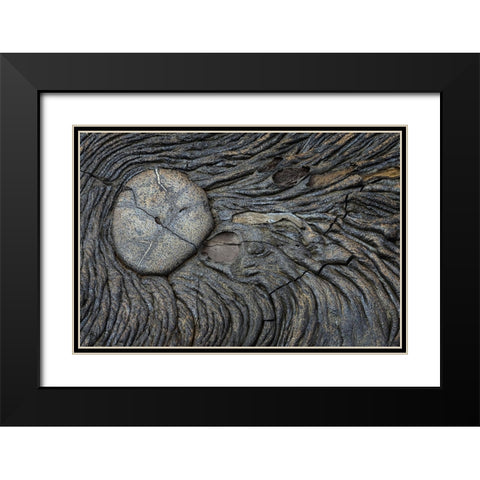 Recent Pahoehoe lava flow-Sullivan Bay-Santiago Island-Galapagos Islands-Ecuador Black Modern Wood Framed Art Print with Double Matting by Jones, Adam