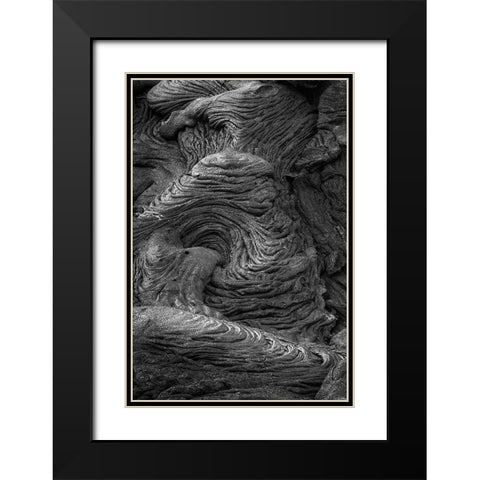 Recent Pahoehoe lava flow-Sullivan Bay-Santiago Island-Galapagos Islands-Ecuador Black Modern Wood Framed Art Print with Double Matting by Jones, Adam