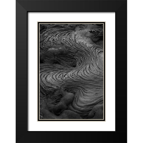 Recent Pahoehoe lava flow-Sullivan Bay-Santiago Island-Galapagos Islands-Ecuador Black Modern Wood Framed Art Print with Double Matting by Jones, Adam