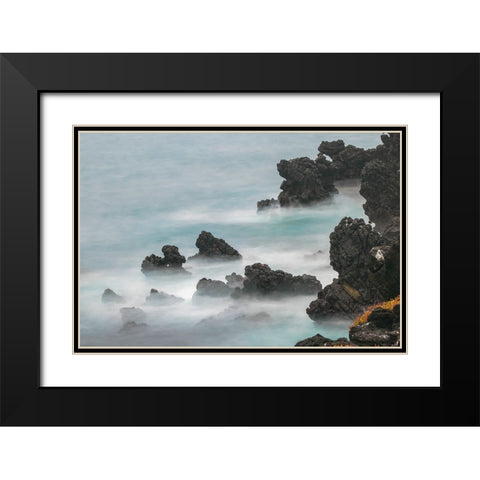 Rocky shoreline of South Plaza Island-Galapagos Islands-Ecuador Black Modern Wood Framed Art Print with Double Matting by Jones, Adam