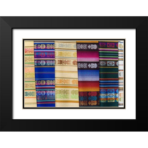 Ecuador, Quito Shawls displayed at market Black Modern Wood Framed Art Print with Double Matting by Morris, Arthur