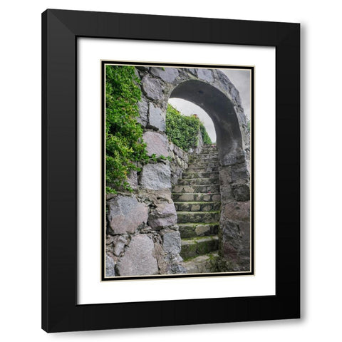 These old stone steps connect courtyards at a home in the high Andes. Black Modern Wood Framed Art Print with Double Matting by Sederquist, Betty