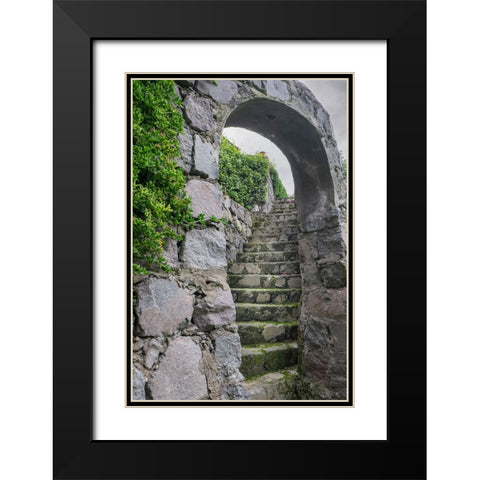 These old stone steps connect courtyards at a home in the high Andes. Black Modern Wood Framed Art Print with Double Matting by Sederquist, Betty