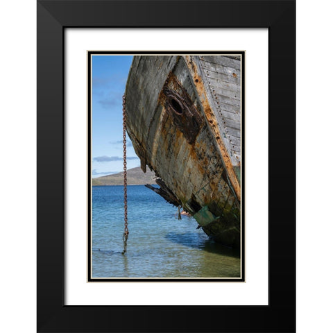 Falkland Islands-New Island Grounded and abandoned ship on shore  Black Modern Wood Framed Art Print with Double Matting by Jaynes Gallery