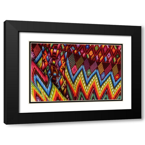 Guatemala, Chichicastenango, Colorful fabric Black Modern Wood Framed Art Print with Double Matting by Kirkland, Dennis