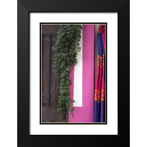 Mexico, Puerto Vallarta Serape hanging by a wall Black Modern Wood Framed Art Print with Double Matting by Ross, Nancy ,  Steve