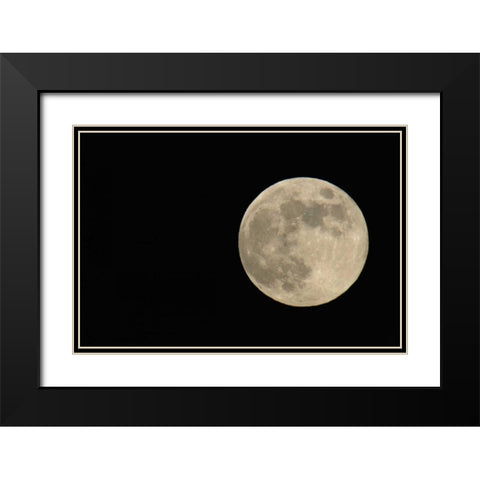 Full moon with yellowish hue to right of frame Black Modern Wood Framed Art Print with Double Matting by Morris, Arthur