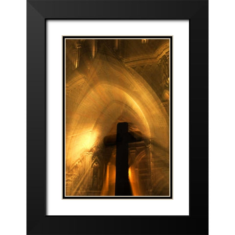 Mexico Abstract of cross in front of church Black Modern Wood Framed Art Print with Double Matting by Rotenberg, Nancy