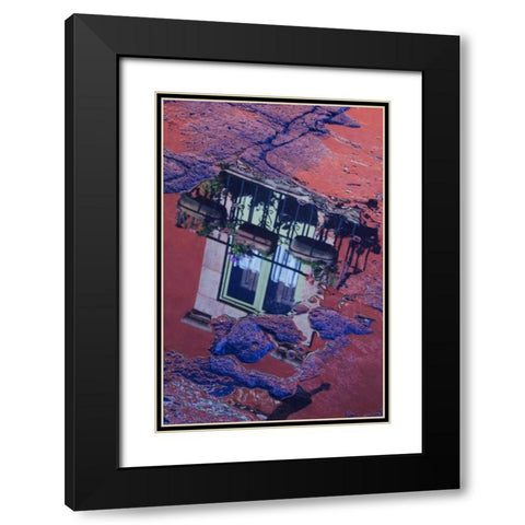 Mexico Cobblestone street with window reflection Black Modern Wood Framed Art Print with Double Matting by Rotenberg, Nancy