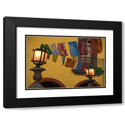 Mexico Lantern with string of flags on them Black Modern Wood Framed Art Print with Double Matting by Rotenberg, Nancy