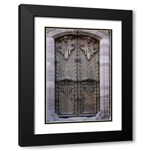 Mexico Carved wooden set of doors Black Modern Wood Framed Art Print with Double Matting by Young, Bill
