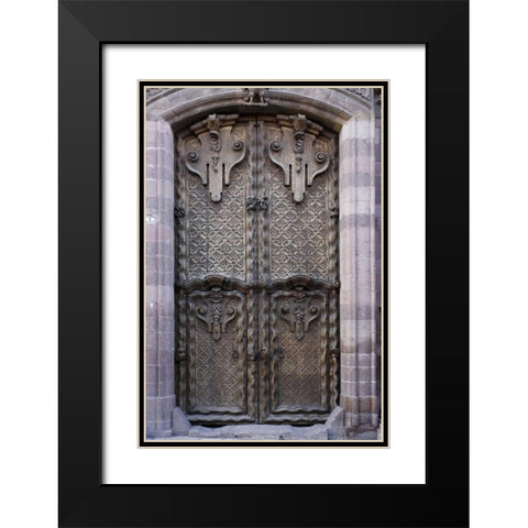 Mexico Carved wooden set of doors Black Modern Wood Framed Art Print with Double Matting by Young, Bill