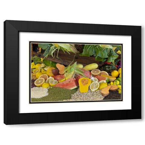 Mexico, Tecate Display of fruit and grains Black Modern Wood Framed Art Print with Double Matting by Paulson, Don