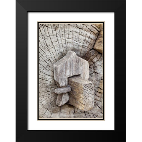 Mexico, Tecate Wooden bench at Rancho La Purerta Black Modern Wood Framed Art Print with Double Matting by Paulson, Don