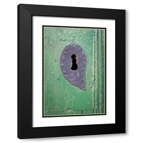 Mexico Detail of wooden door and Key hole Black Modern Wood Framed Art Print with Double Matting by Paulson, Don